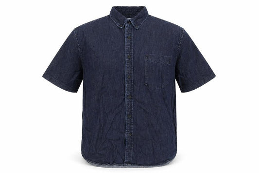 Hellada Mens Blue Cotton Button-Up Size XL Collared Button