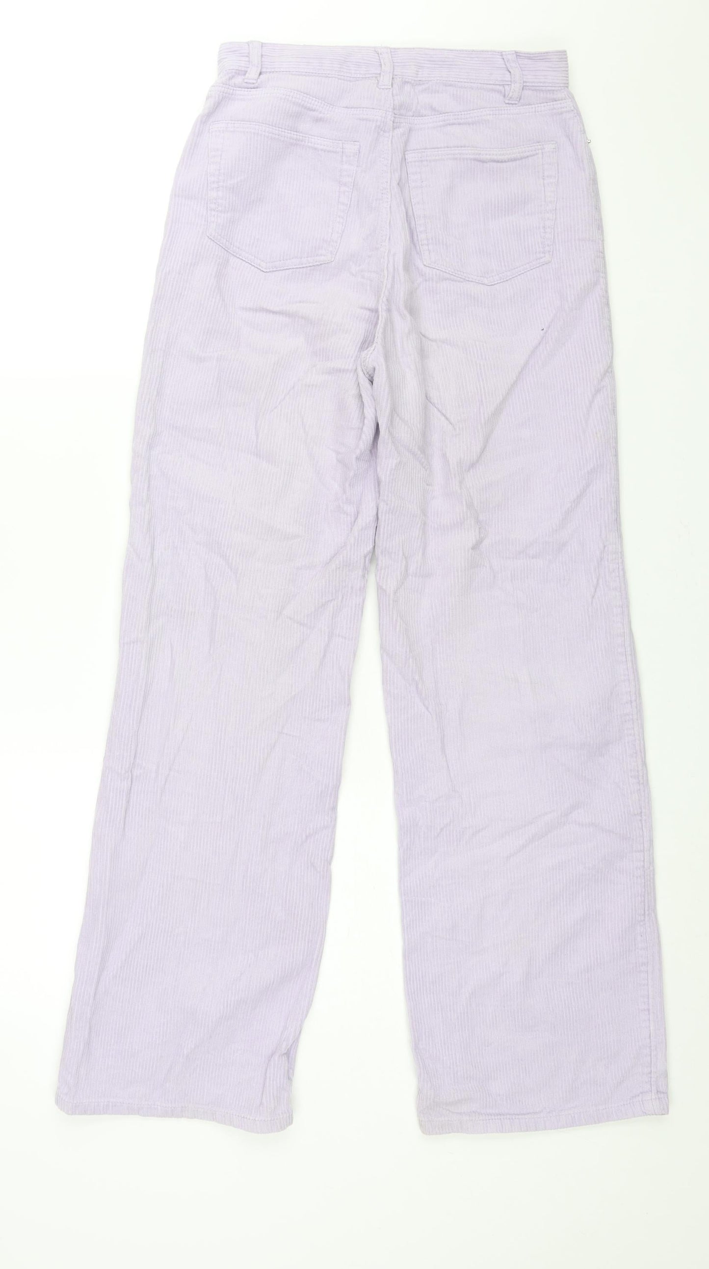 Monki Womens Purple Cotton Trousers Size 6 L30 in Regular Zip
