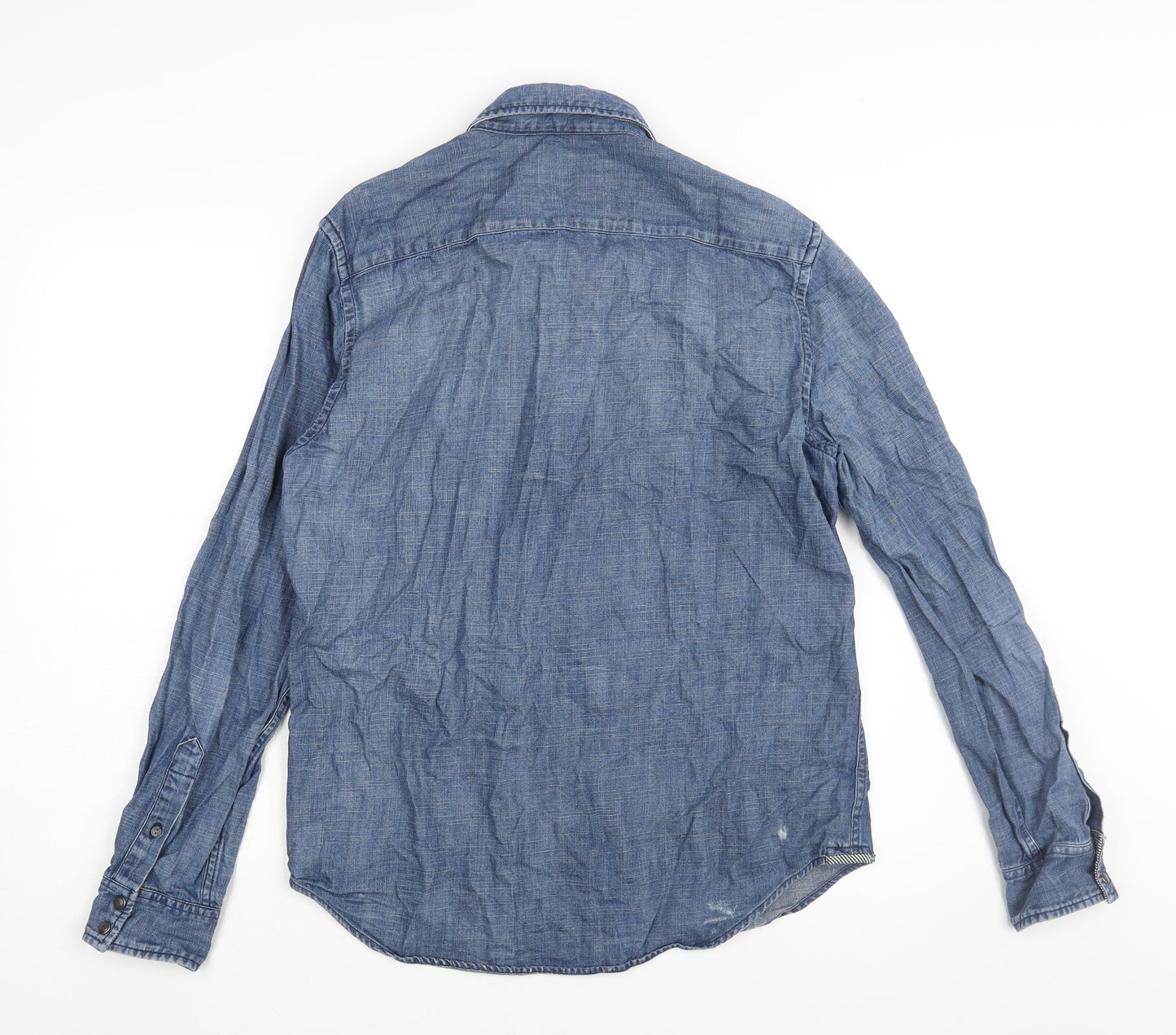 American Eagle Outfitters Mens Blue Cotton Button-Up Size M Collared Snap