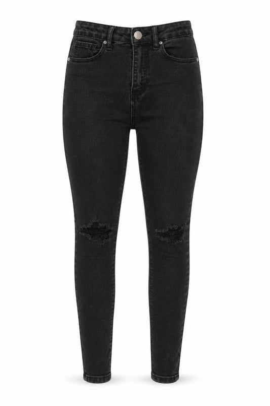 Boohoo Womens Black Cotton Skinny Jeans Size 8 L28 in Regular Zip