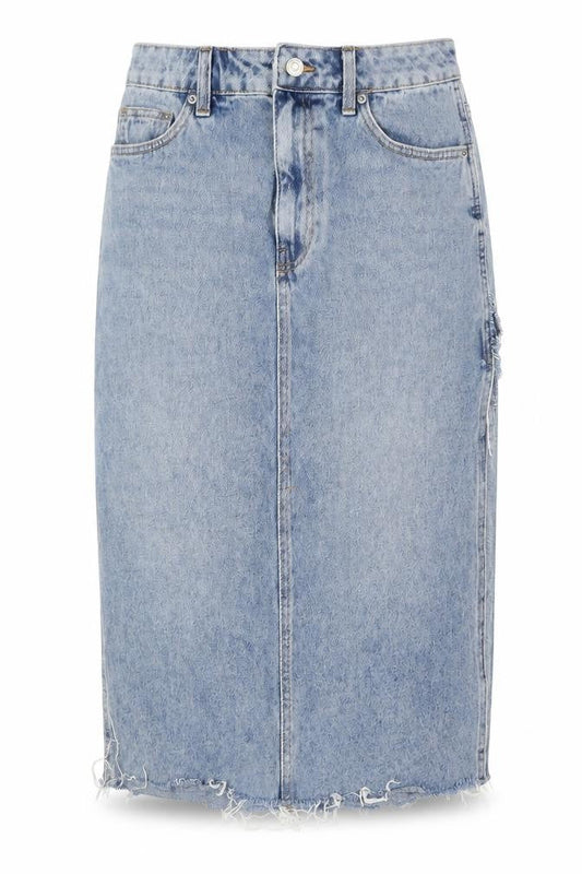 ASOS Womens Blue Cotton Straight & Pencil Skirt Size 10 Zip - Side Slit