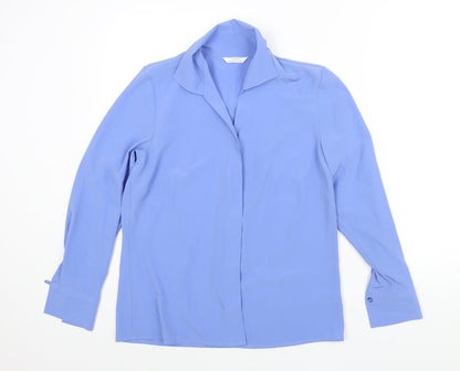 St Michael Womens Blue Polyester Basic Button-Up Size 10 Collared