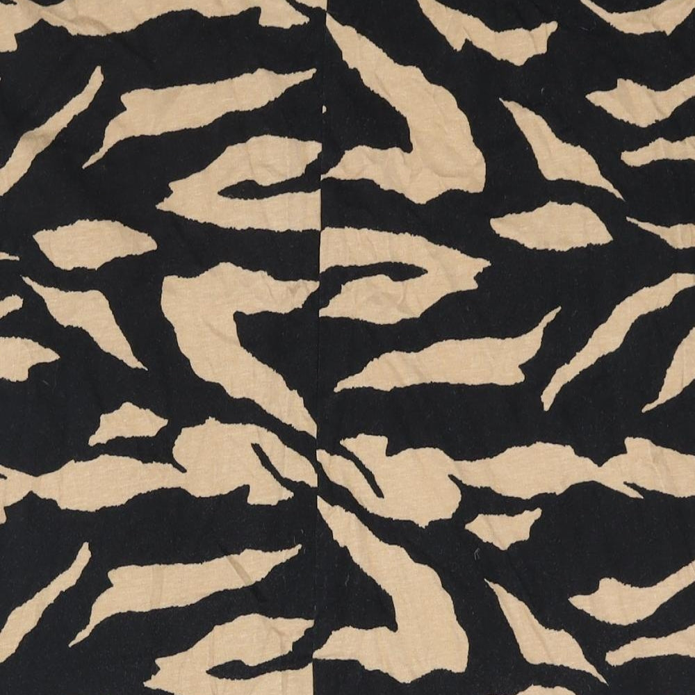 ASOS Womens Black Animal Print Cotton T-Shirt Dress Size 6 Crew Neck Pullover - Tiger Print