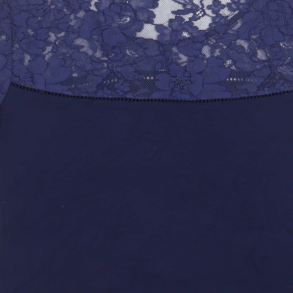 Pieces Womens Blue Viscose Basic T-Shirt Size M Crew Neck - Lace