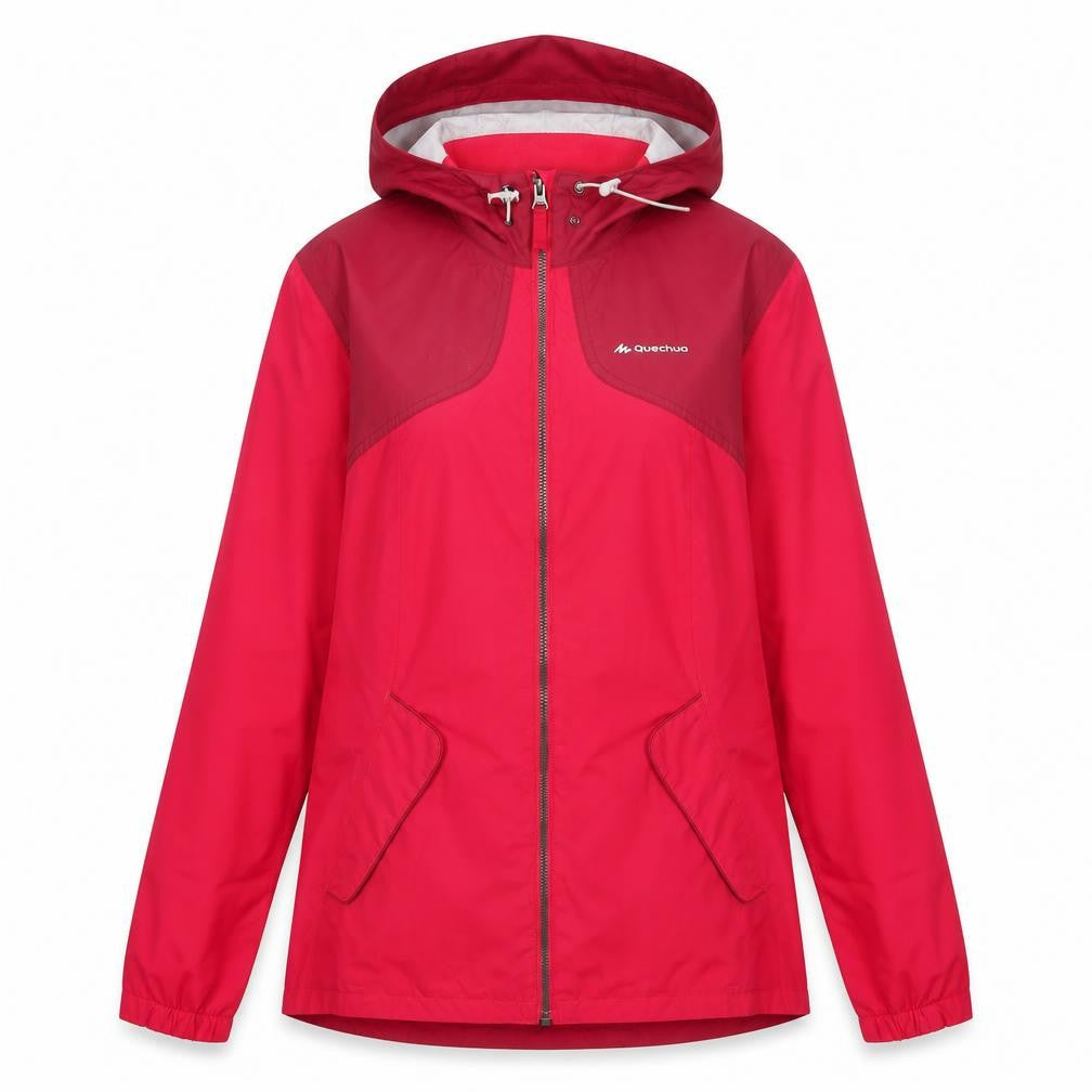 DECATHLON Womens Pink Rain Coat Coat Size S Zip - Zip Pockets