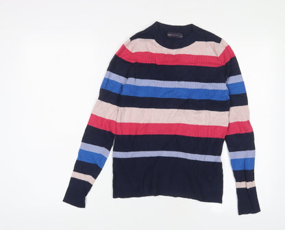 Marks & Spencer Womens Multicoloured Round Neck Striped Viscose Pullover Jumper Size 10