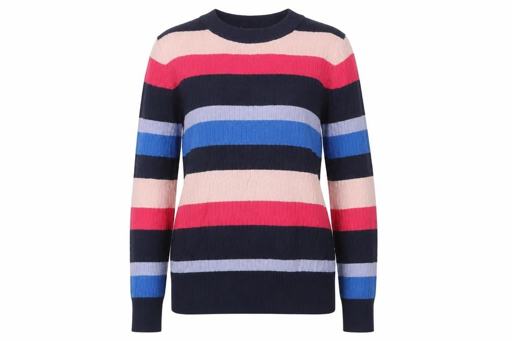 Marks & Spencer Womens Multicoloured Round Neck Striped Viscose Pullover Jumper Size 10