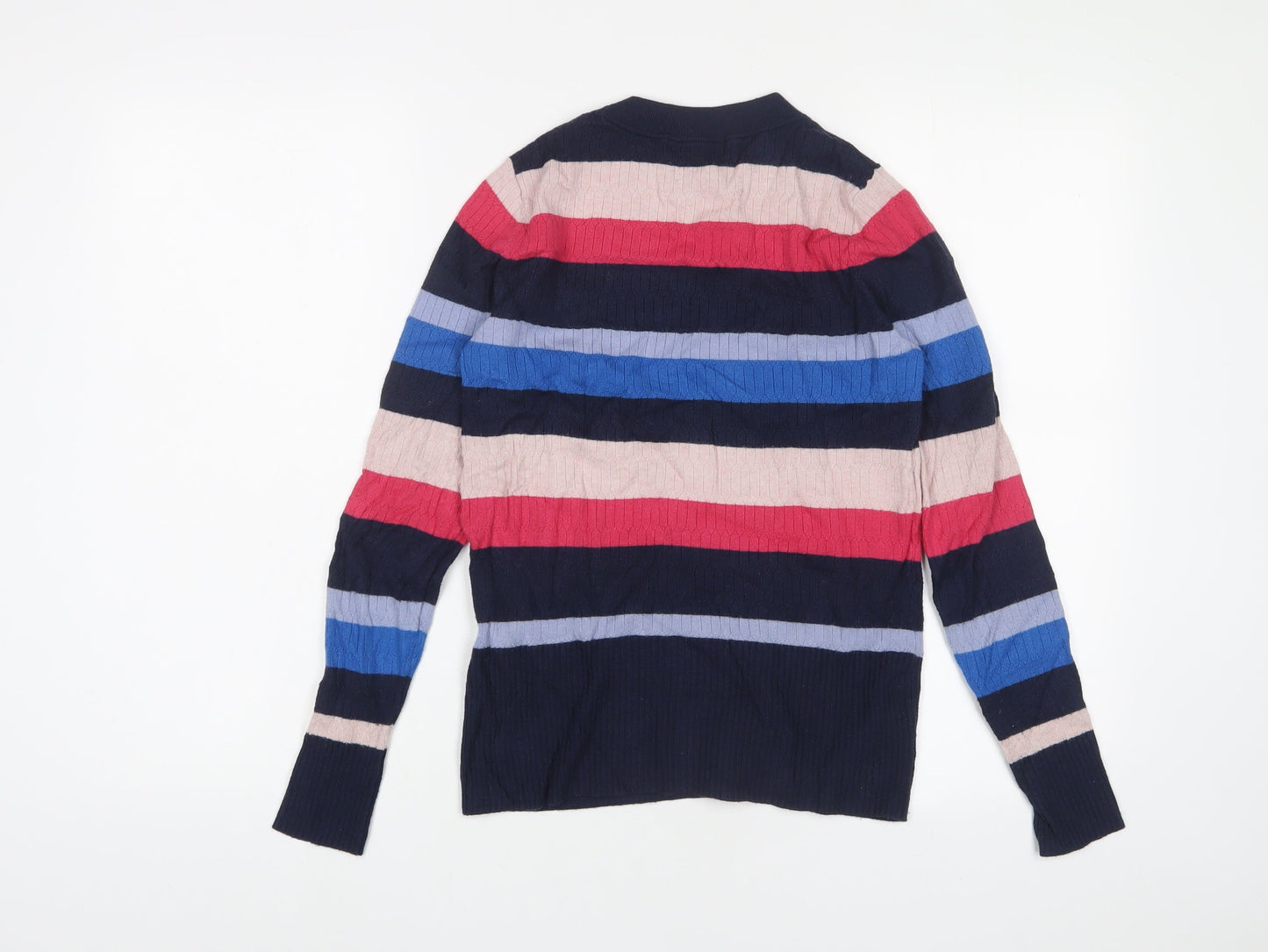 Marks and Spencer Womens Multicoloured Round Neck Striped Viscose Pullover Jumper Size 10
