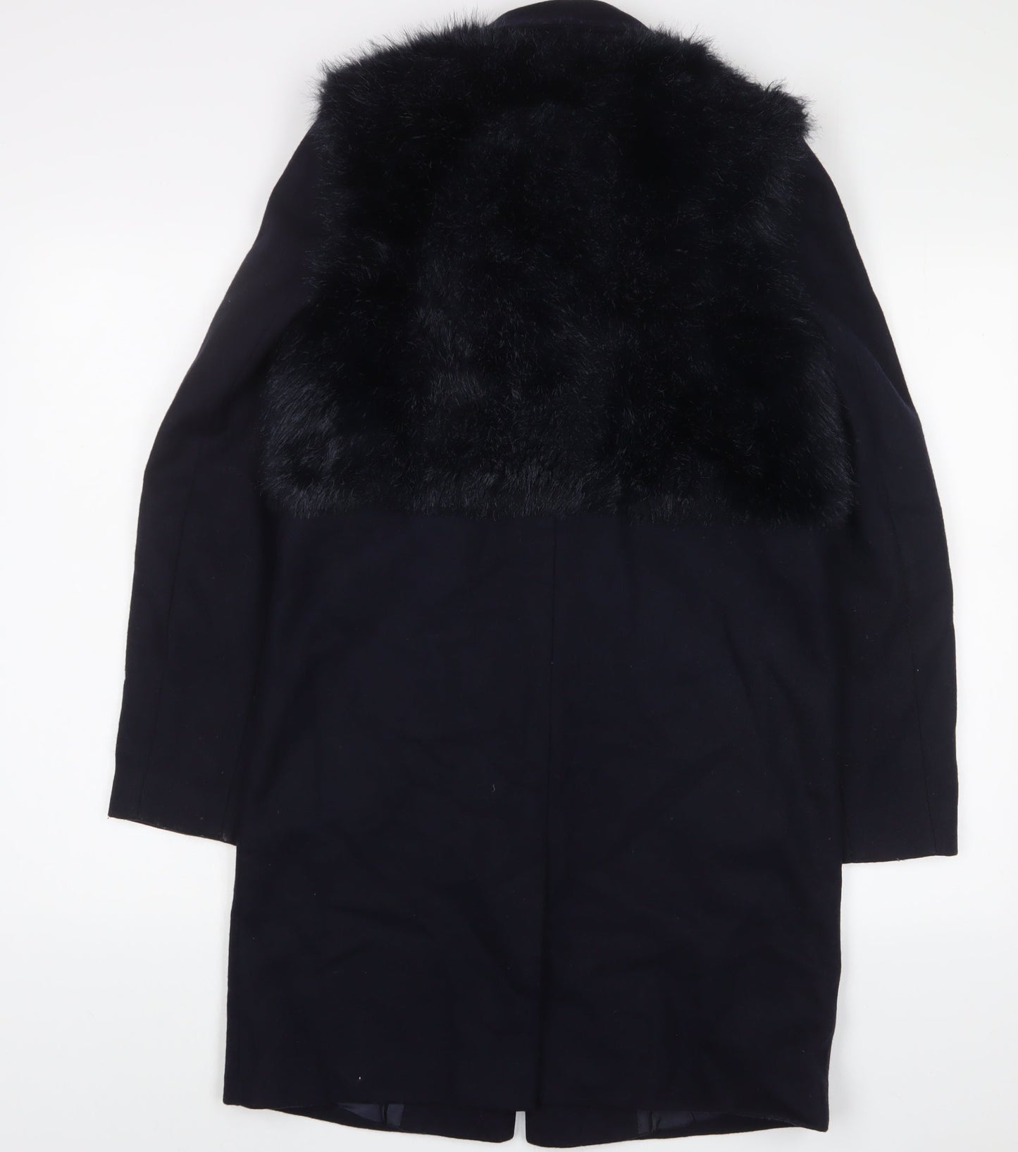 Topshop Womens Blue Overcoat Coat Size 6 Snap