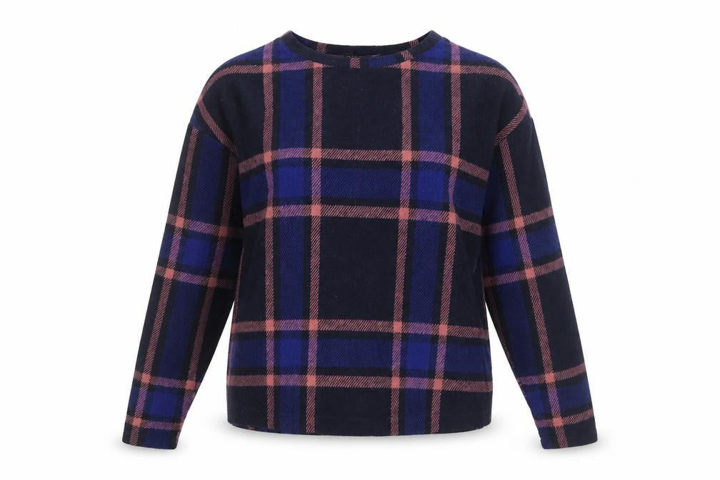 Marks & Spencer Womens Blue Plaid Cotton Pullover Sweatshirt Size 10 Pullover