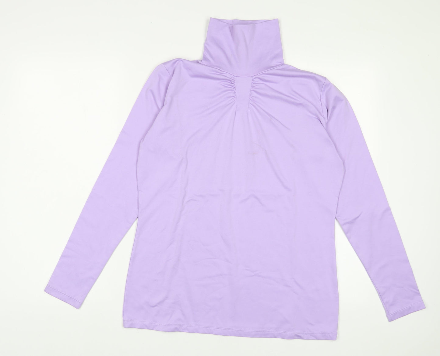 Green Lamb Womens Purple Polyester Basic T-Shirt Size 14 High Neck - Pleated