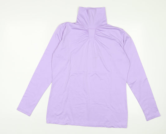 Green Lamb Womens Purple Polyester Basic T-Shirt Size 14 High Neck - Pleated