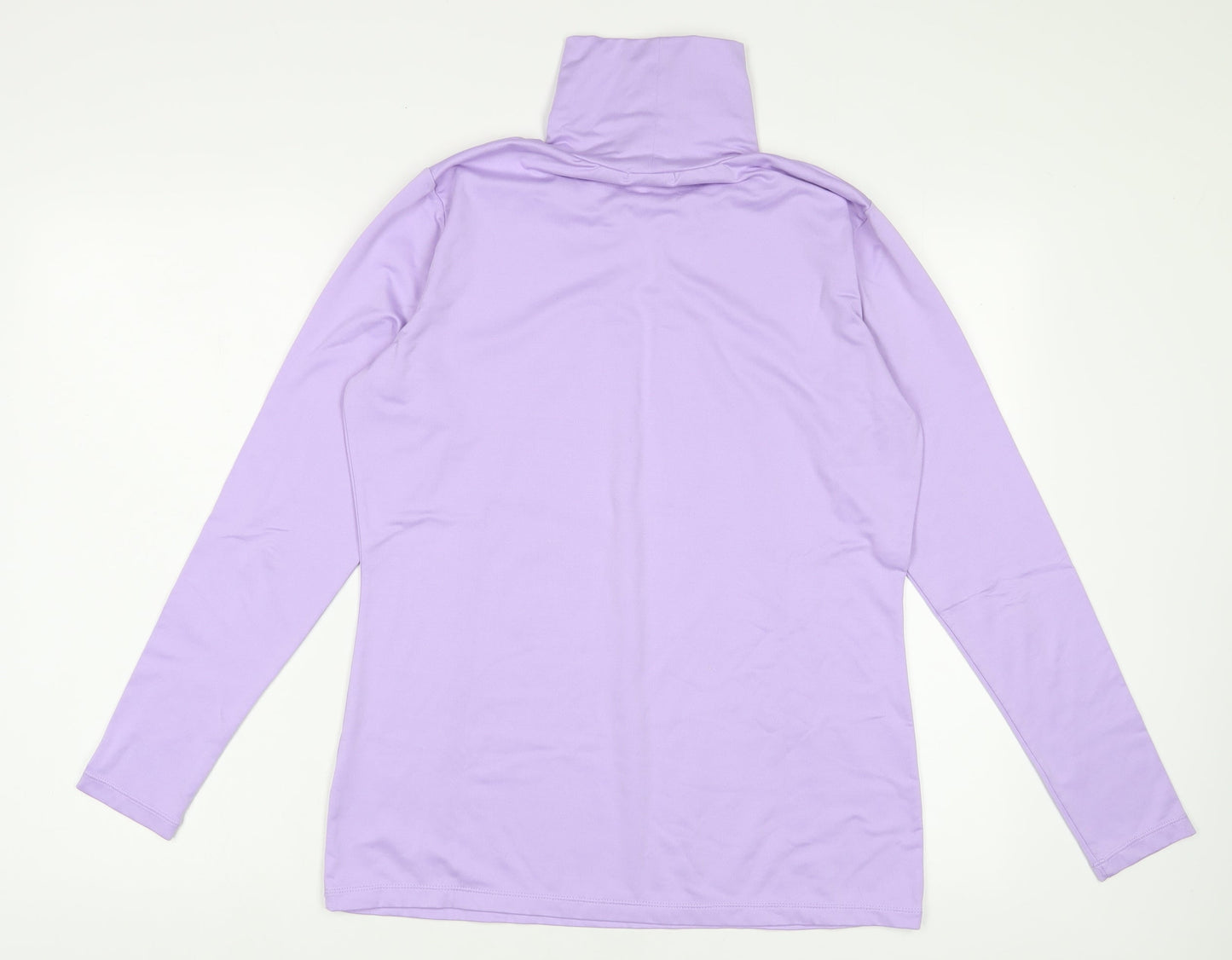 Green Lamb Womens Purple Polyester Basic T-Shirt Size 14 High Neck - Pleated