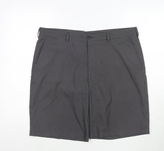 PGA TOUR Mens Grey Check Polyester Bermuda Shorts Size 38 in L10 in Regular Zip