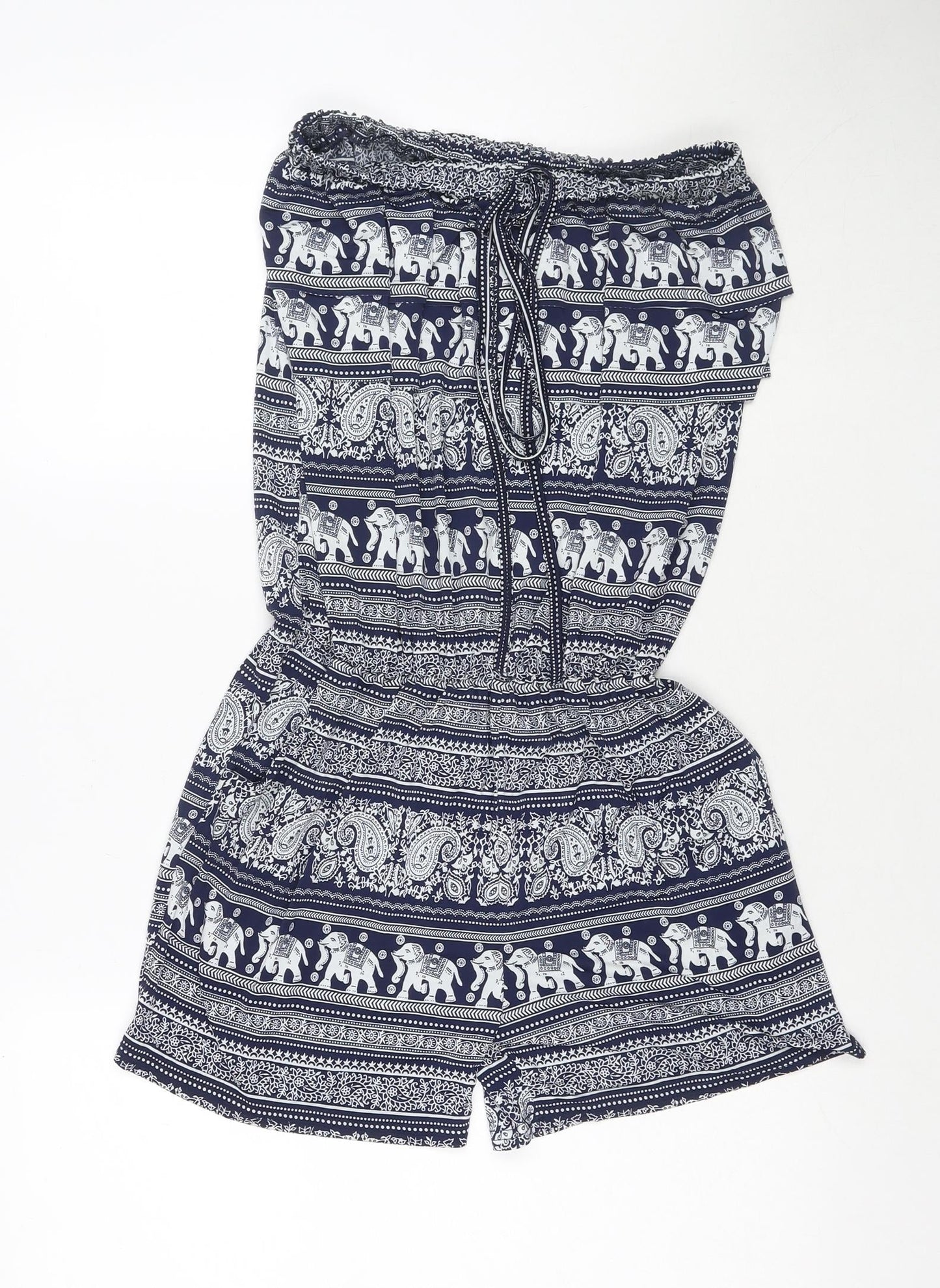 Dabutong Womens Blue Geometric Polyester Playsuit One-Piece Size M L3 in Pullover - Size M/L