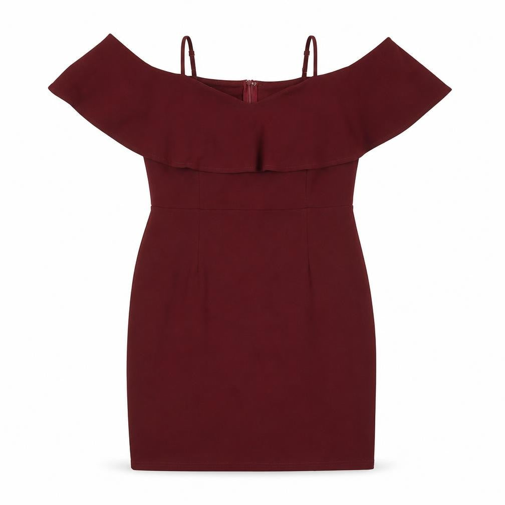 PARISIAN SIGNATURE Womens Red Polyester A-Line Size 14 Off the Shoulder Zip