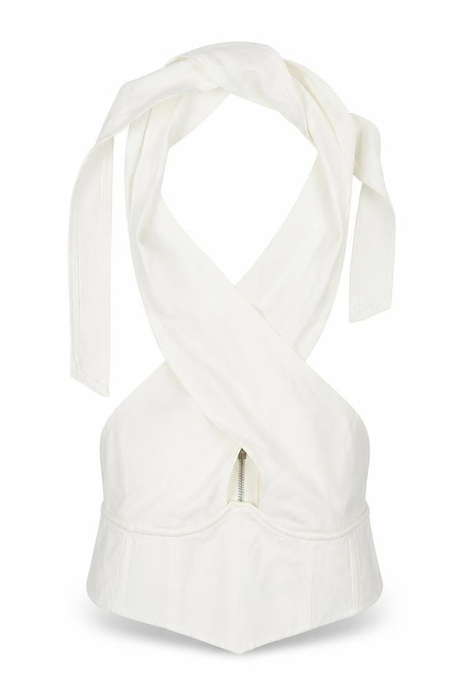 Missguided Womens White Polyester Wrap Tank Size 10 Halter - Cropped
