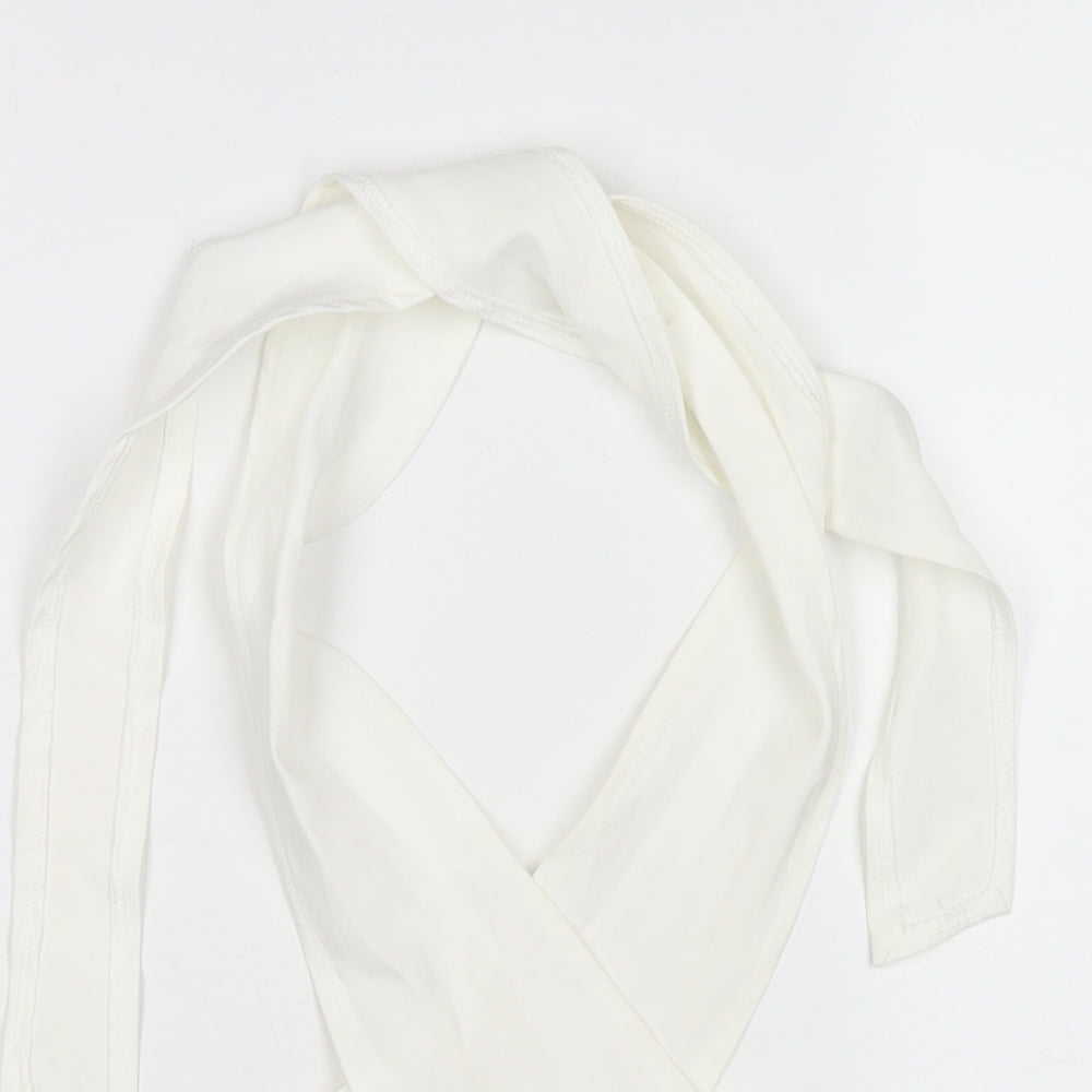Missguided Womens White Polyester Wrap Tank Size 10 Halter - Cropped
