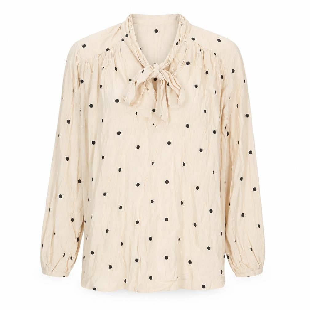 NEXT Womens Beige Polka Dot Viscose Basic Blouse Size 14 Round Neck