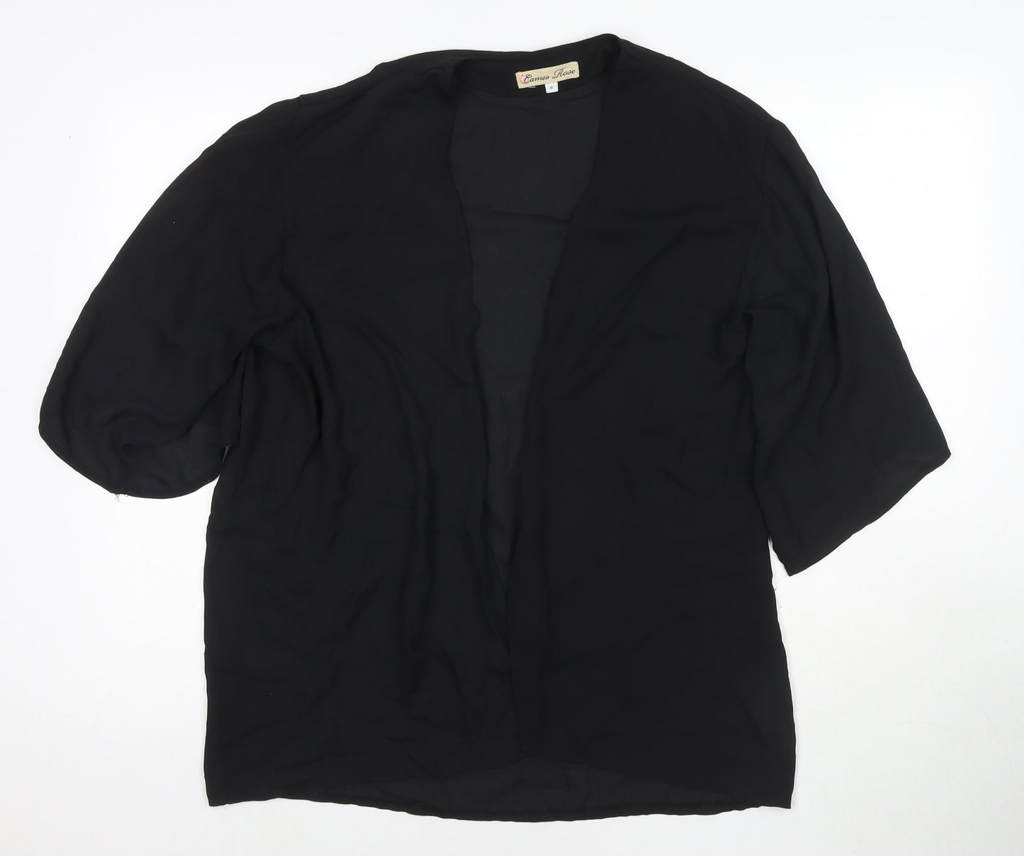 Cameo Rose Womens Black V-Neck Polyester Cape Jumper Size 8