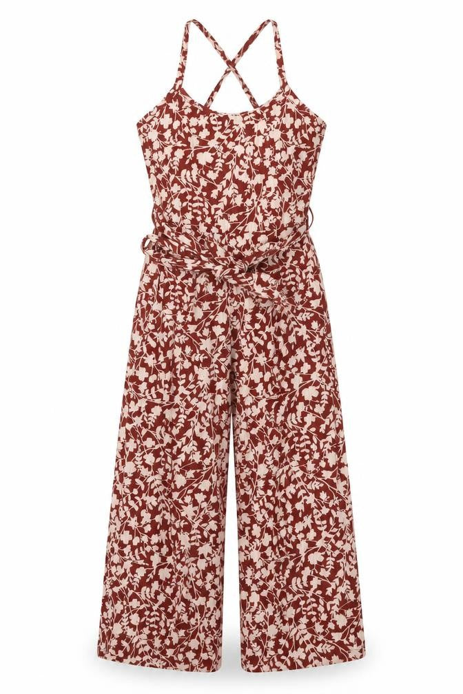 Mango Womens Red Floral Polyester Jumpsuit One-Piece Size S L22 in Pullover