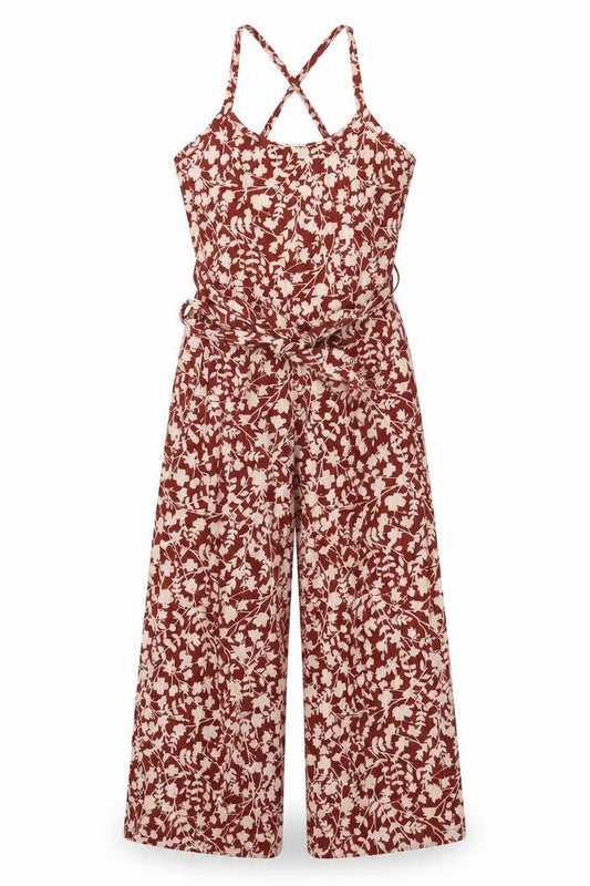 Mango Womens Red Floral Polyester Jumpsuit One-Piece Size S L22 in Pullover