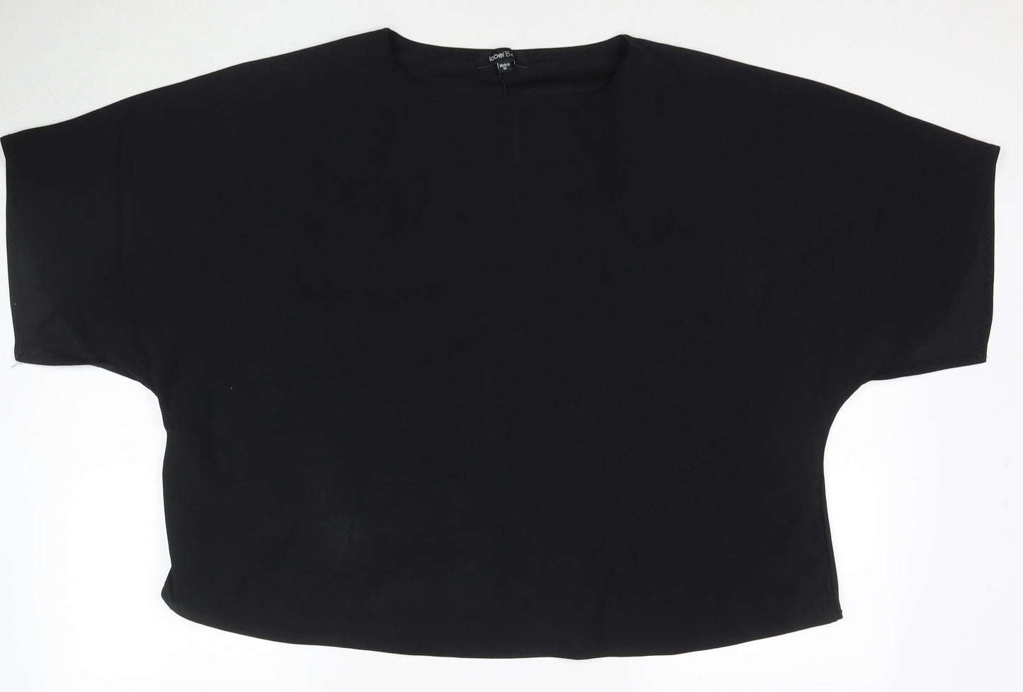 Label Be Womens Black Polyester Basic T-Shirt Size 26 Round Neck