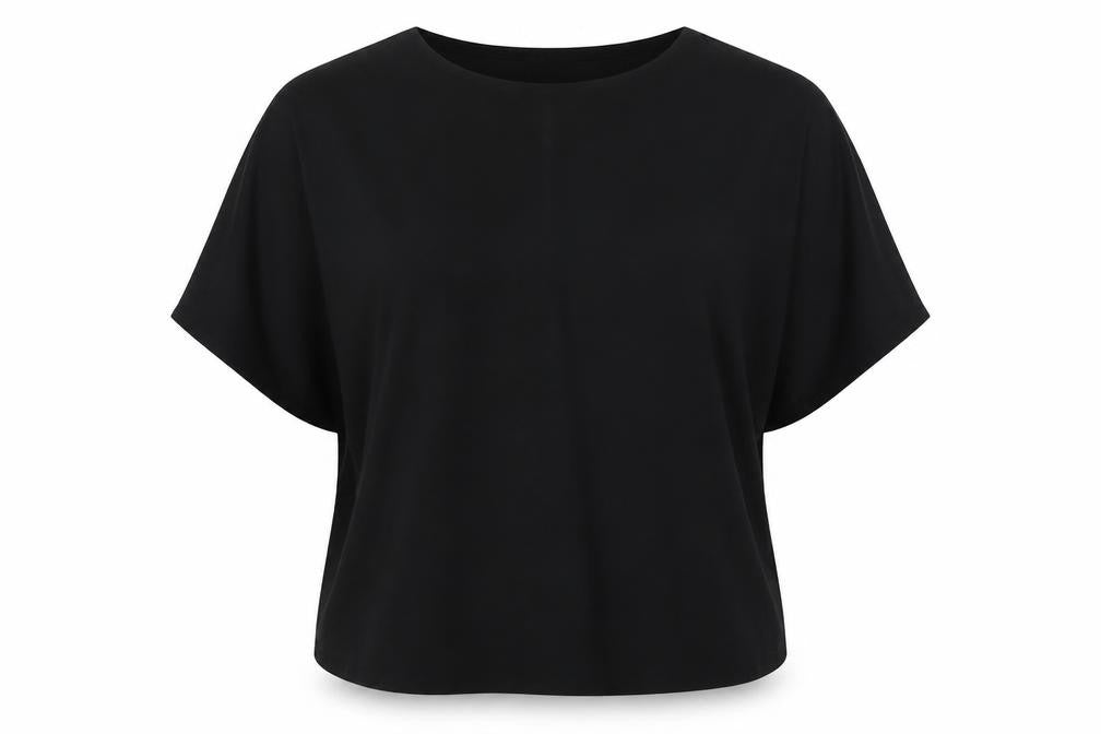 Label Be Womens Black Polyester Basic T-Shirt Size 26 Round Neck