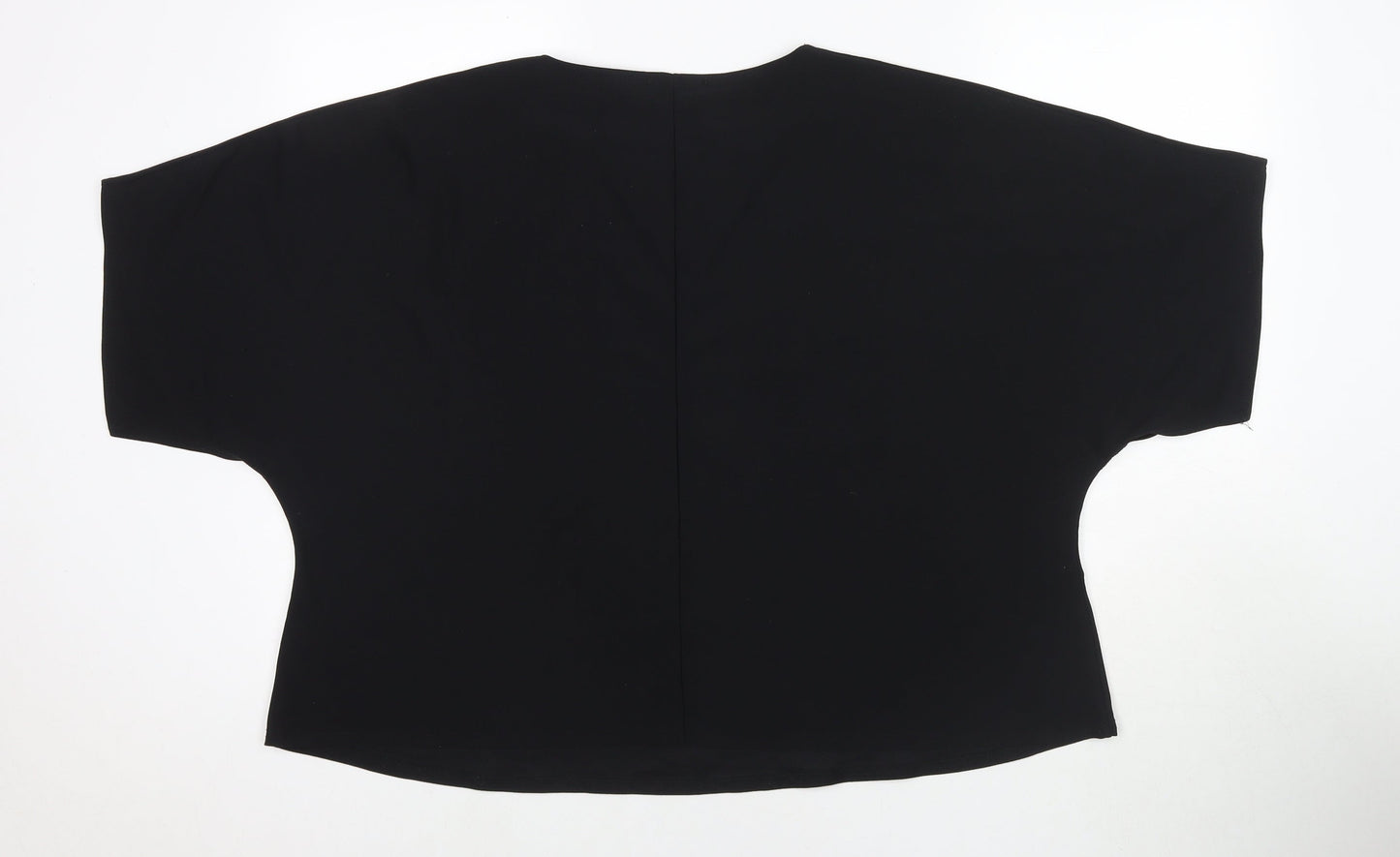 Label Be Womens Black Polyester Basic T-Shirt Size 26 Round Neck