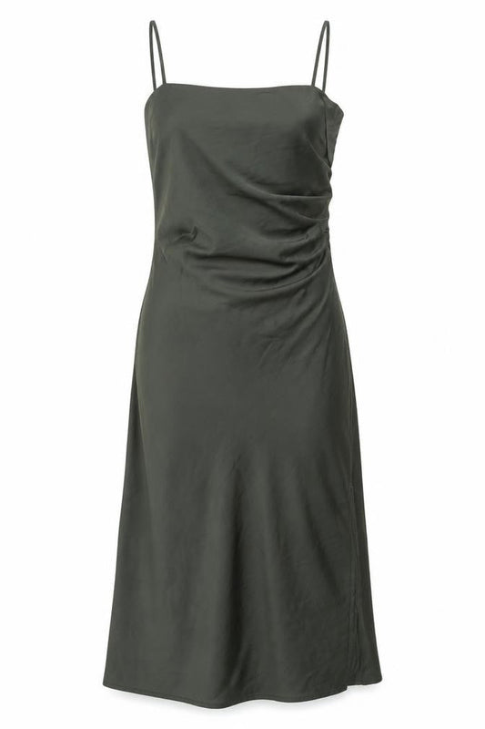 Zara Womens Green Polyester Slip Dress Size S Cowl Neck Zip - Side Slit(s)