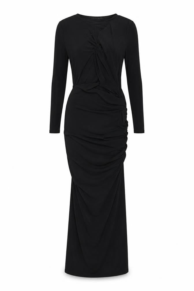 PRETTYLITTLETHING Womens Black Polyester Maxi Size 6 Round Neck Pullover