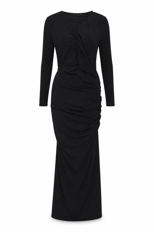 PRETTYLITTLETHING Womens Black Polyester Maxi Size 6 Round Neck Pullover