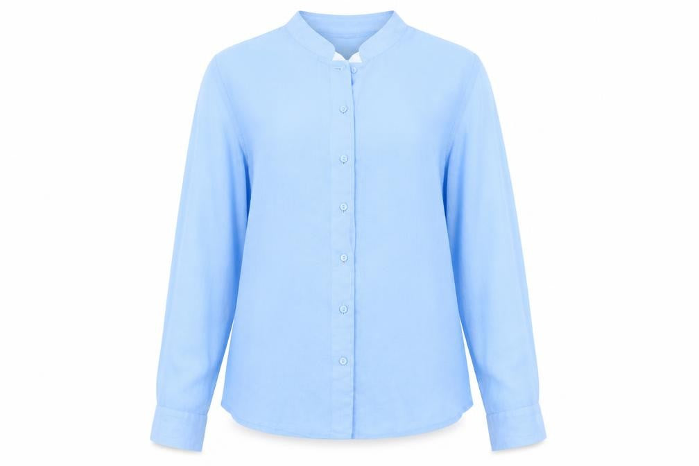 H&M Womens Blue Polyester Basic Button-Up Size 6 Collared
