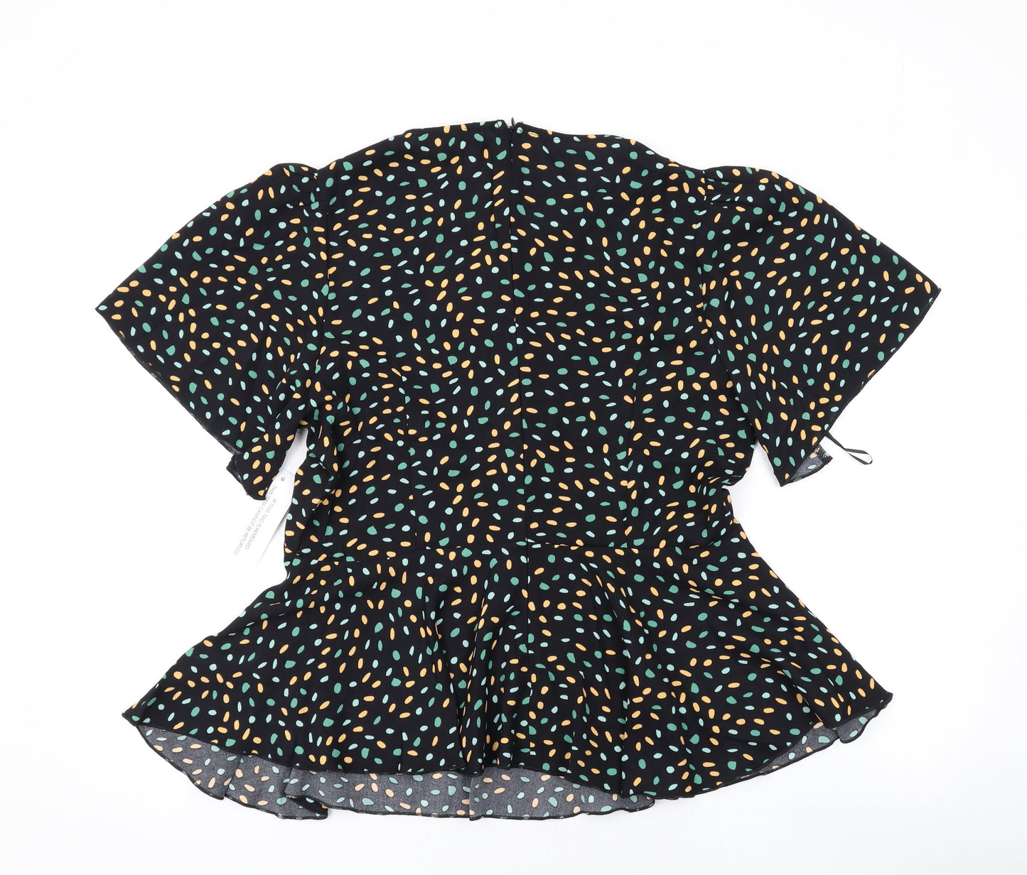 Girl in Mind Womens Black Geometric Polyester Basic Blouse Size 14 Round Neck