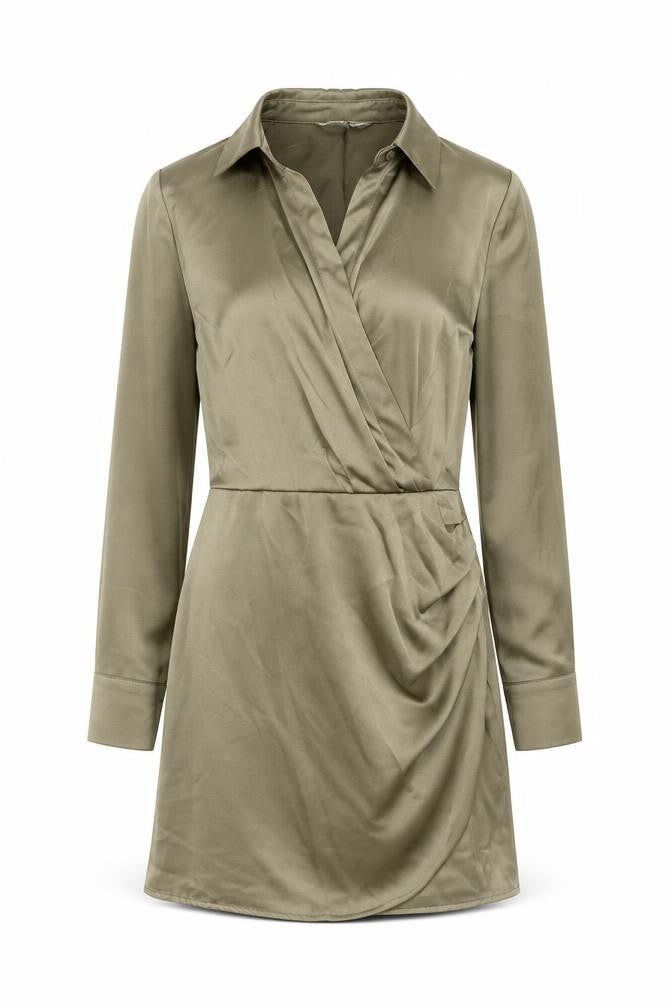 Stradivarius Womens Green Polyester A-Line Size S V-Neck Zip
