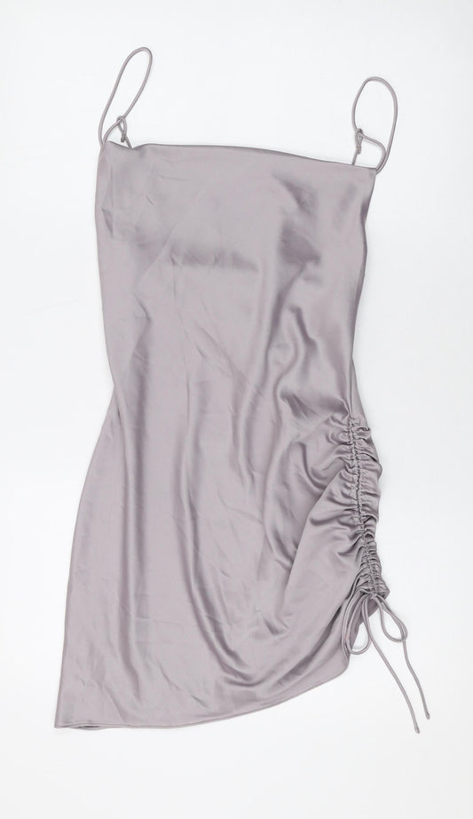 Topshop Womens Purple Polyester Mini Size 4 Square Neck Pullover