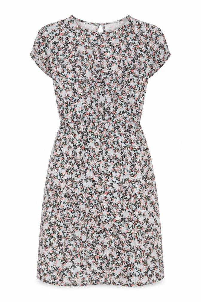 Warehouse Womens Grey Floral Viscose A-Line Size 8 Round Neck Button
