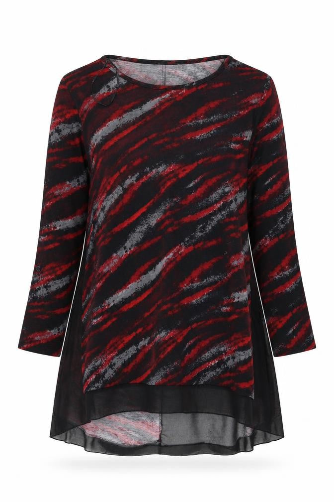 Klass Womens Red Round Neck Geometric Polyester Pullover Jumper Size M