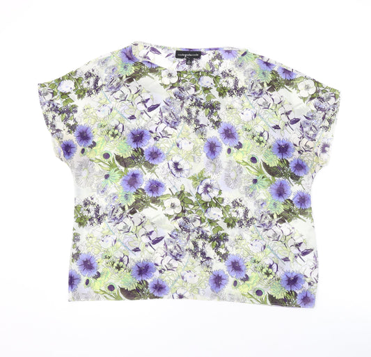 Code Code Code Womens Multicoloured Floral Polyester Basic T-Shirt Size XL Round Neck