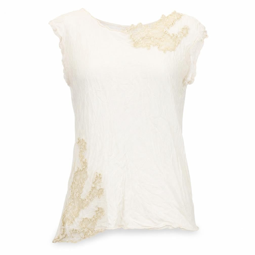 Zara Womens Ivory Cotton Basic T-Shirt Size M Round Neck