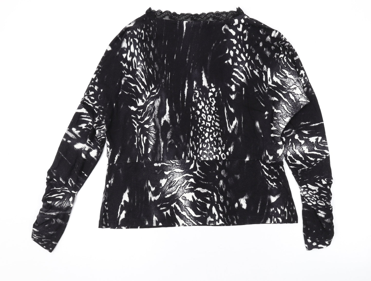 Artigiano Womens Black Geometric Viscose Basic Blouse Size 18 V-Neck