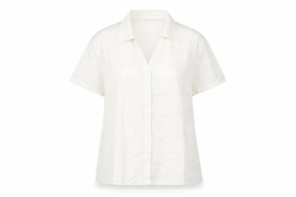 EWM Womens Ivory Floral Cotton Basic Button-Up Size 2 Collared