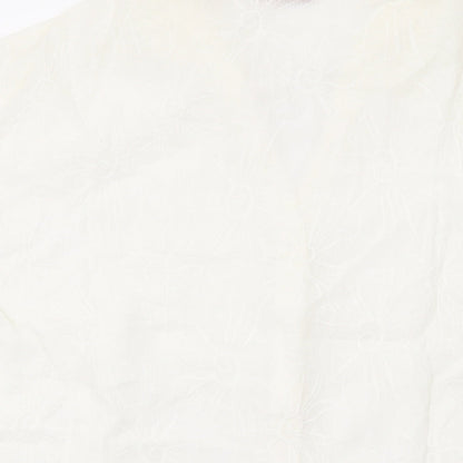 EWM Womens Ivory Floral Cotton Basic Button-Up Size 2 Collared