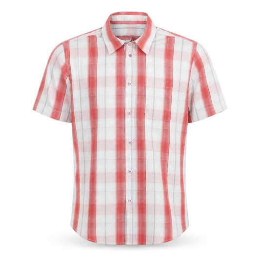 BHS Mens Red Plaid Polyester Button-Up Size M Collared Button