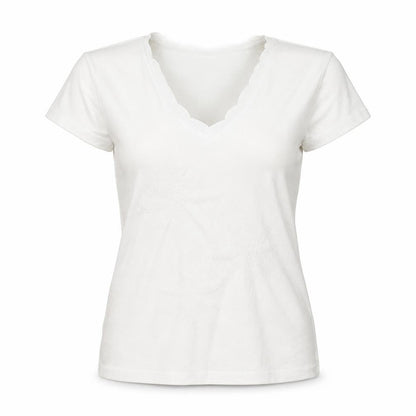 Provencale Womens White Cotton Basic T-Shirt Size 18 V-Neck