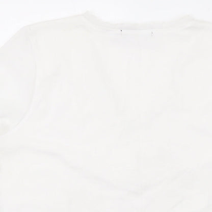 Provencale Womens White Cotton Basic T-Shirt Size 18 V-Neck