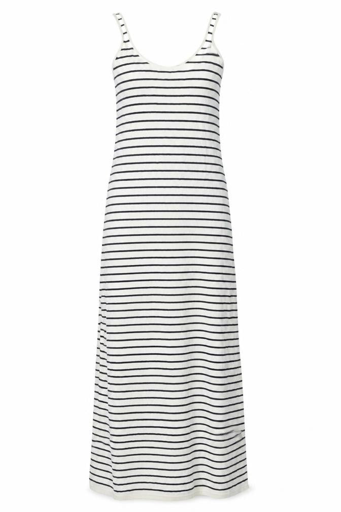 Zara Womens Ivory Striped Acrylic Maxi Size S Scoop Neck Pullover