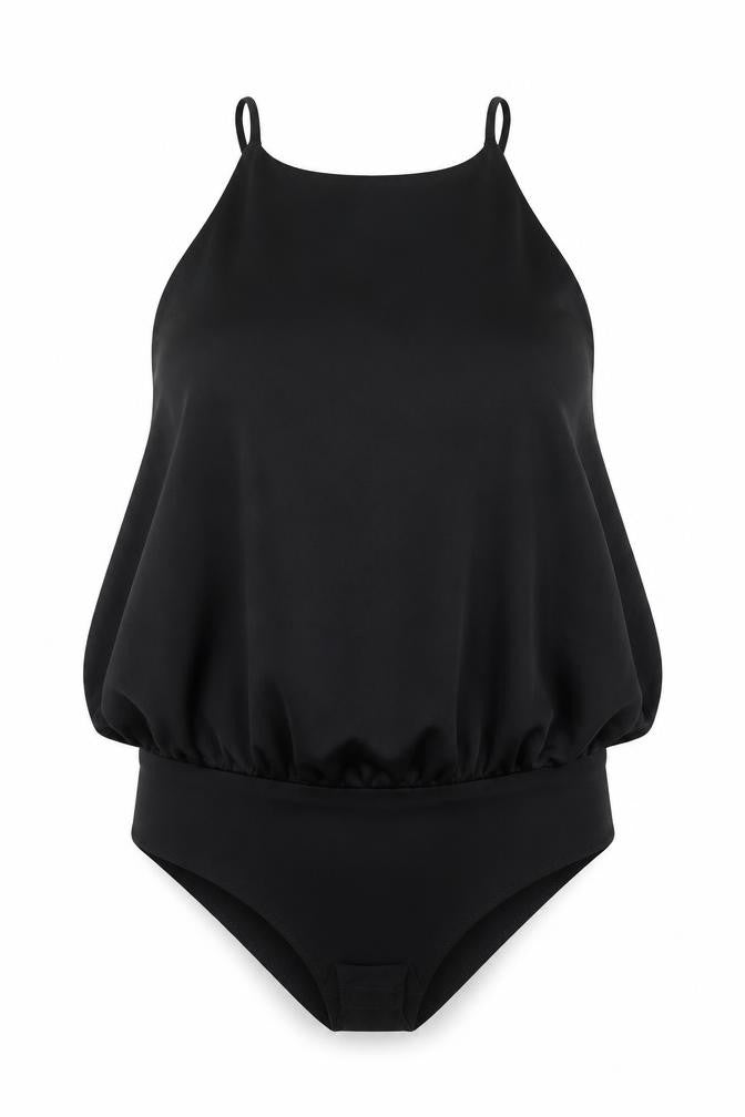 Zara Womens Black Polyester Bodysuit One-Piece Size M Snap