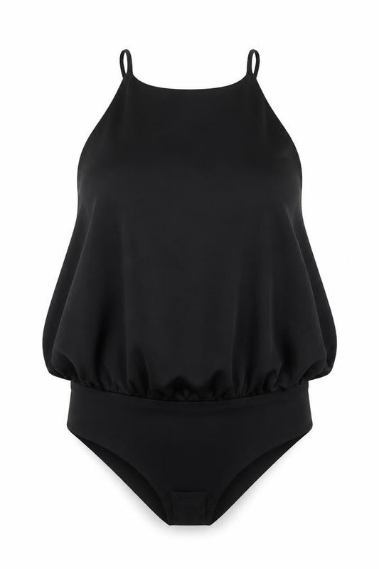 Zara Womens Black Polyester Bodysuit One-Piece Size M Snap