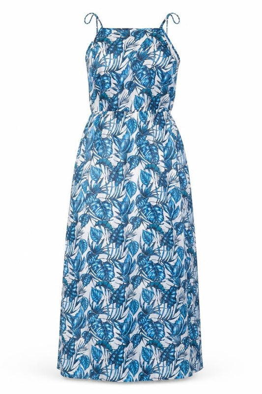 Divided by H&M Womens Blue Floral Polyester Maxi Size 6 Halter Button
